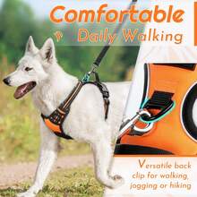 No Pull Reflective Dog Harness With Leash Set, Adjustable Soft Mesh Pet Vest Harness With Easy Control Handle, Breathable Heavy Duty Outdoor Walking Training Chest Strap For Small Medium Large Dogs - Orange - View 5