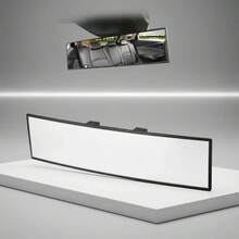 1 Espejo retrovisor, un espejo retrovisor panorámico convexo de 30 cm (11.81 pulgadas) con un espejo retrovisor de ángulo amplio incorporado con clip, que reduce eficazmente los puntos ciegos y aumenta la visibilidad al conducir. - Negro - Ver 2