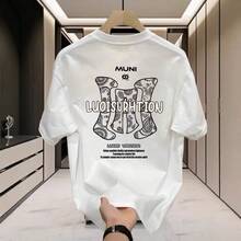 New Men's Short-Sleeved Printed T-Shirt, Modern Urban Style, Custom Summer Cotton Short-Sleeved T-Shirt With Crew Neck And Regular Shoulders For Everyday Wear. OWGM - 純棉200克-白色 - 查看 7