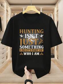 Camiseta de manga corta para hombre de talla grande 100 % algodn "La caza no es algo que hago, es una parte de m■". Camiseta cmoda y casual de manga corta para verano, TALLA GRANDE - Negro - Ver 2