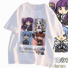 Camiseta de manga corta de Frieren at the Funeral con Himmel y Fern, ropa de anime de verano para adolescentes, corte holgado de verano. - Negro - Ver 2
