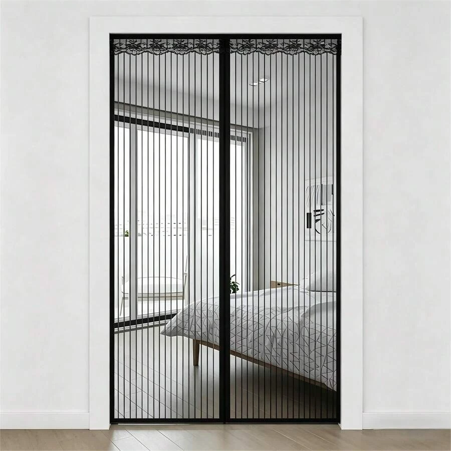 Puerta Mosquitera Autoadhesiva Magnética, Fácil Instalación Sin Perforar, Ventilada y Transparente, para Puertas de 90/100cm x 210cm, 3 Colores Disponibles