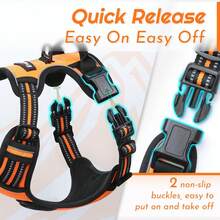 No Pull Reflective Dog Harness With Leash Set, Adjustable Soft Mesh Pet Vest Harness With Easy Control Handle, Breathable Heavy Duty Outdoor Walking Training Chest Strap For Small Medium Large Dogs - Orange - View 7