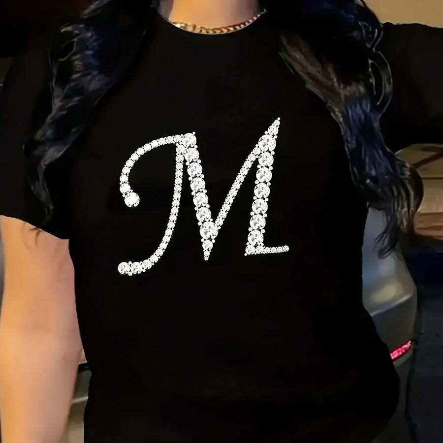 Camiseta para Mujer con Estampado de Diente y Pasta Dental, Manga Corta - Negro - Ver 1