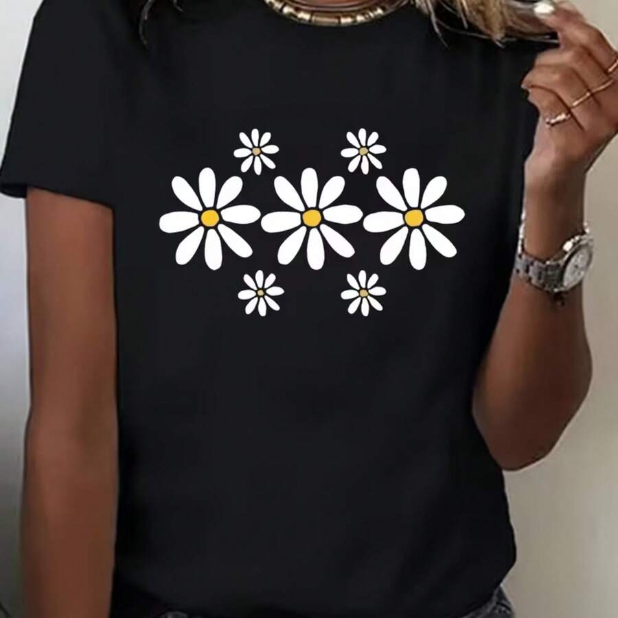 Printed T-Shirt For Men And Women - Black - View 1