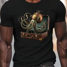 Printed T-Shirt For Men And Women - 黑色 - 查看 1