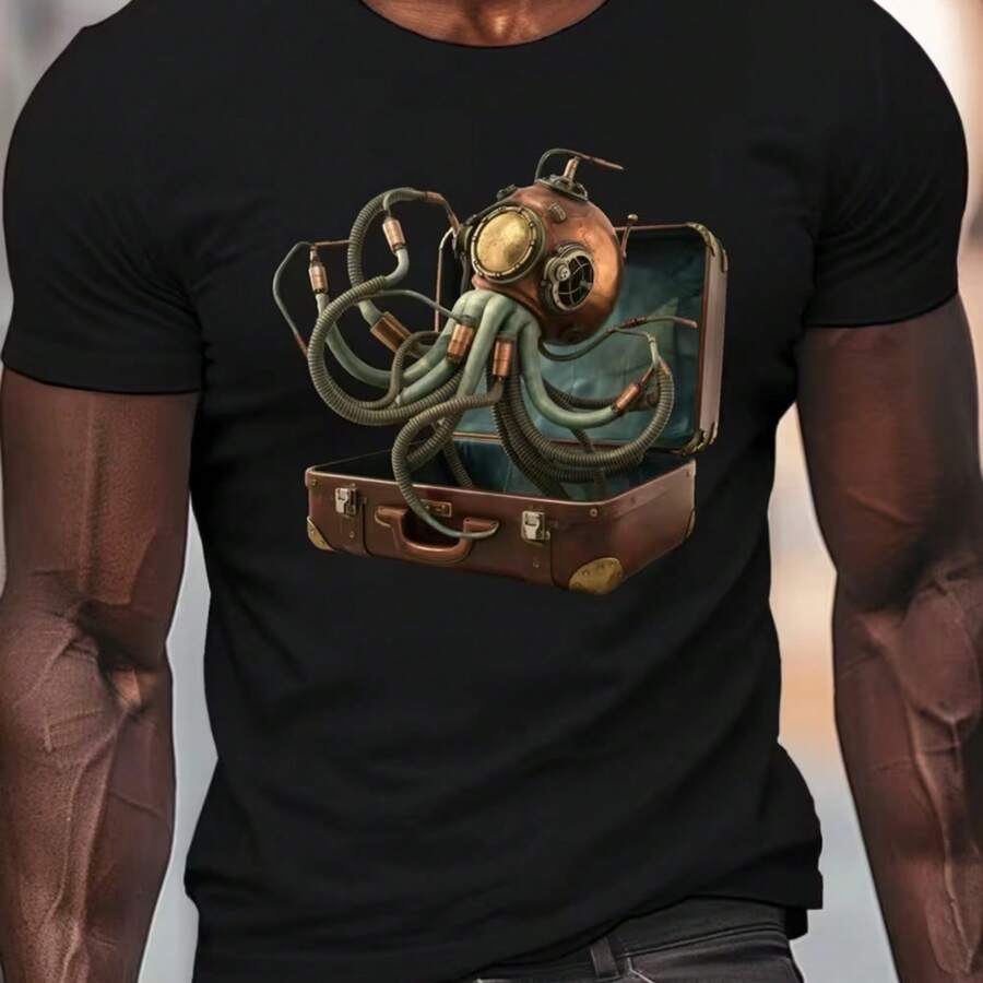 Printed T-Shirt For Men And Women - 黑色 - 查看 1