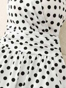 Vestido de lunares negros y blancos para mujer, primavera/verano - Blanco y Negro 2 - Ver 4