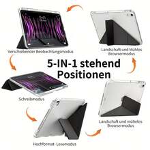 Compatible With Huawei MatePad SE 11-Inch Tablet Protective Case, MatePad Case, Fashionable Y-Shaped Folding Stand With Pen Slot, High-Transparent Acrylic Backboard, PU Leather, Smart Sleep/Wake, Full-Body Drop Protection, Compatible With MatePad 11.5S 2026, MatePad 11.5 Tablet Protective Case, Compatible With Redmi Pad 2 11-Inch 2025 Tablet Case, Pad SE 11-Inch 2023 Tablet Protective Case, Suitable For Xiaomi 8/7 Tablet Protective Case, For MatePad/ - High Transparency Acrylic - View 7