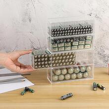 1 Pack/2 Packs Clear Acrylic Battery Storage Organizer For AA, AAA, 9V, C Batteries, 4-Drawer Storage Box Battery Holder Organizer For Common Types Batteries, Household Container(Batteries Not Included) - Transparent - View 2