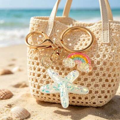 Colorful Starfish Keychain, Ocean Dopamine Pendant, Student Backpack Charm, Graduation Souvenir & Gift, Suitable For Daily Bag Matching, DIY Wallet Pendant, Luggage Tag