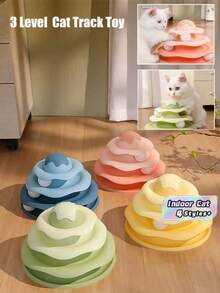Interactive Cat Track Toy, 3-Tier Rotating Ball Design, Suitable For Indoor Cats, Helps Brain Training And Boredom Relief, Detachable Cat Tower Ball For Cats To Play And Exercise, Puzzle Toy For Adult Cats - Multicolor - View 1