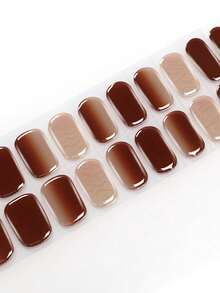 Miếng dán móng tay gel bán khô, 20 miếng, chất lượng salon, bền lâu, dễ dán và gỡ bỏ, có đèn UV. - Rỉ Nâu - Xem 6