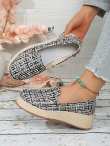 Giày lười đế dày cho nữ, giày slip-on tối giản đa năng mới, giày công sở nhẹ thời trang, giày đế xuồng casual đi nghỉ mát. - Xám - Xem 6