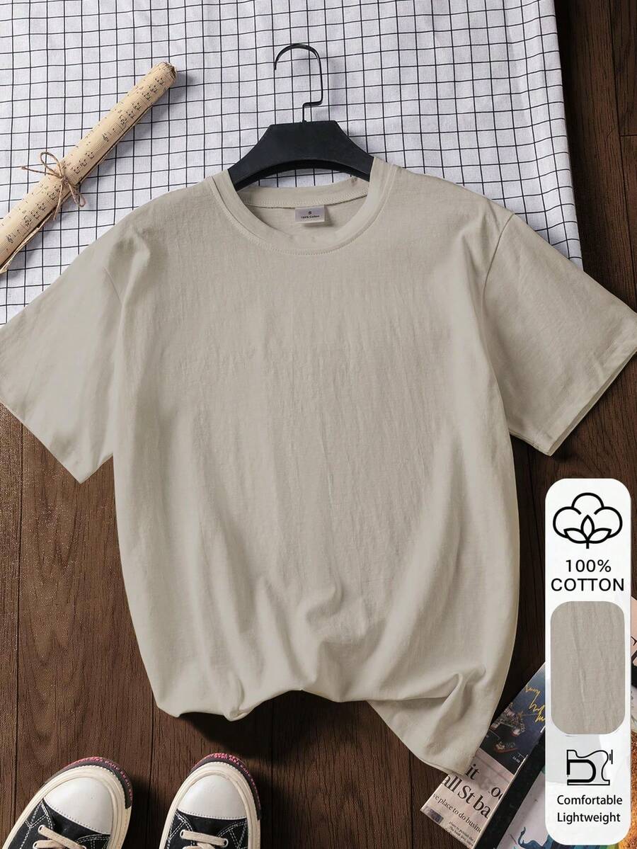Women's Casual 100% Cotton Short Sleeve Top, Summer, Beach Holiday - Grey - View 1