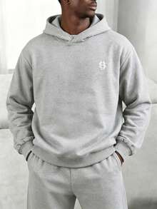 2pcs Men's Casual Hooded Sweatshirt Set, Fitness Suit, Shorts Set, Unisex, Suitable For Daily Wear & Home, 2 Piece Set, Couples, Embroidered - Light Grey - View 2