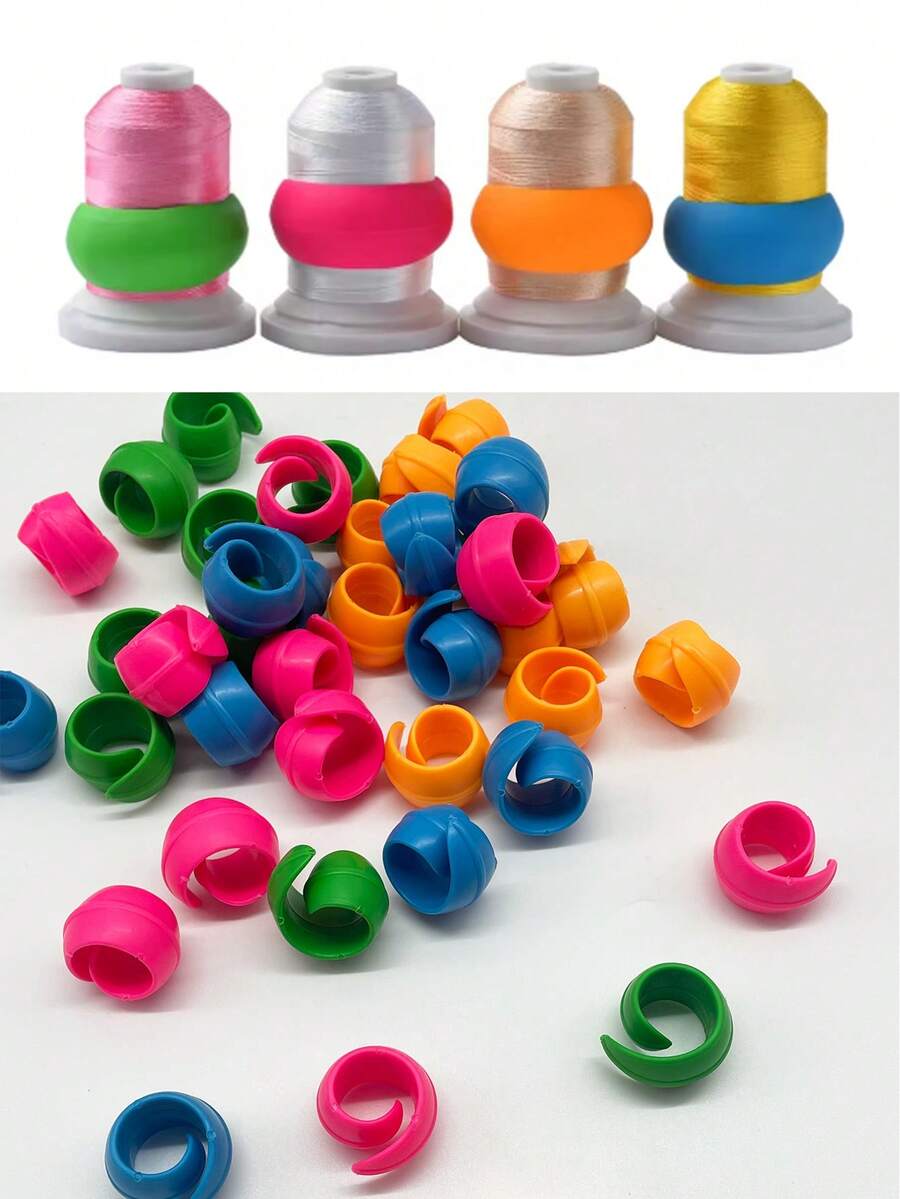 10 piezas de Portacarretes de hilo de silicona, abrazaderas para carretes, previenen el enredo del hilo, organizadores de hilo reutilizables y de colores (azul/rosa/verde/naranja), adecuados para máquinas de coser, máquinas de bordado y accesorios de costura artesanal - Carrete de silicona - Ver 1