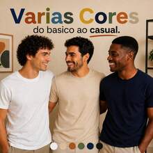 Camiseta Básica Masculina Adulto Casual Confort Premium Respirável Leve Estilo Urbano Academia Trabalho Uso Diário - Branco - Visão 5