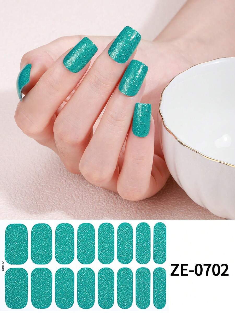 Hình dán móng tay màu hồng san hô, decal trang trí móng tay chống thấm nước, màu trơn, hồng hành lá, hiệu ứng ombre phủ toàn bộ móng.