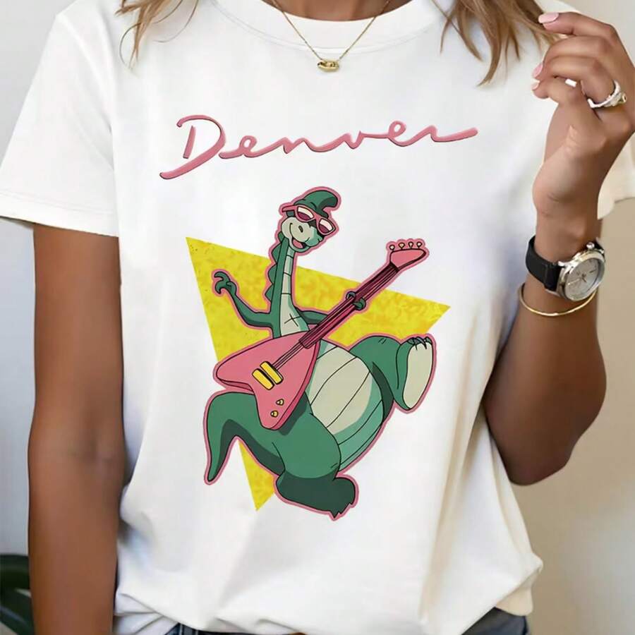 Printed T-Shirt For Men And Women - 白色 - 查看 1