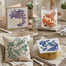 4 Pcs Honeybee & Butterfly Painting Stencils, Reusable Insect Floral Vine Templates For Painting On Wall, Fabric, Canvas, Scrapbook, Journal, DIY Craft Supplies For Home Decor, Nature Aesthetic Hollow-Out Stencils - Sets - View 9