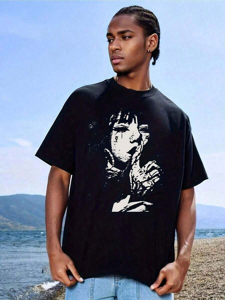 Camiseta unisex de manga corta, 100% algodón peinado grueso de primera calidad, cuello redondo, diseño pixelado elegante, estilo 2026. - Negro - Ver 1