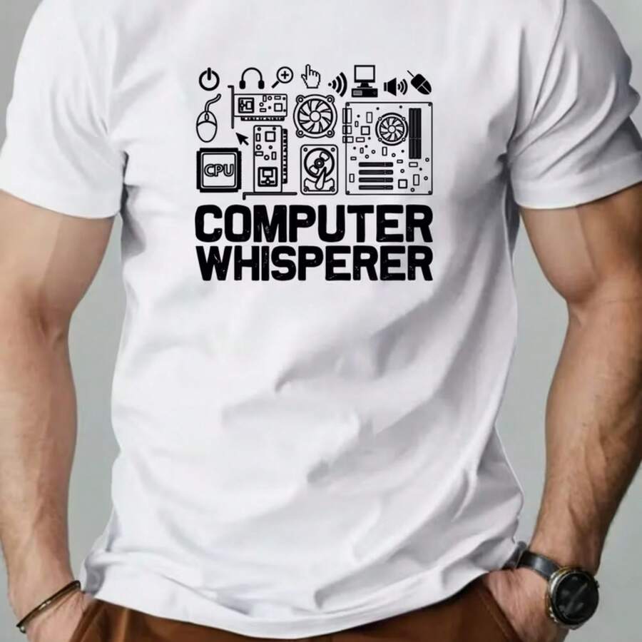 Printed T-Shirt For Men And Women - 白色 - 查看 1