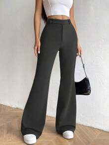 Pantalones acampanados de cintura alta - Gris Oscuro - Ver 7