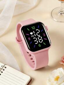 10pcs Heart-Shaped Digital Display LED Light-Up Sports Wristbands, Unisex Electronic Watch For Girls And Boys, Astronaut Cartoon Pattern, Suitable For Daily Wear, Sports Running, School Silent - Multicolor - View 8