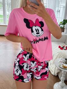 Disney 迪士尼米妮印花短袖短裤睡衣套装 - 彩色 - 查看 5