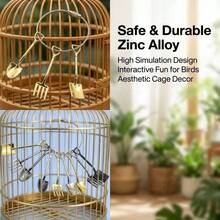 1 pieza Juguete de metal de acero inoxidable para loros, juguete de masticar para pájaros con cuchara de metal y cuerda, juguete colgante para jaula, accesorio de decoración para jaula de pájaros - Adecuado para loros pequeños como periquitos, agapornis y loros pequeños - 1 círculo de entrenamiento - Ver 6