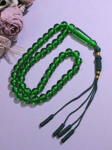 1 pieza 45 piezas Cuentas de oración de jade verde de 10 mm para hombres, rosario islámico de alta calidad hecho a mano con borla, esencial para las oraciones diarias del Ramadán en Oriente Medio - Multicolor - Ver 6