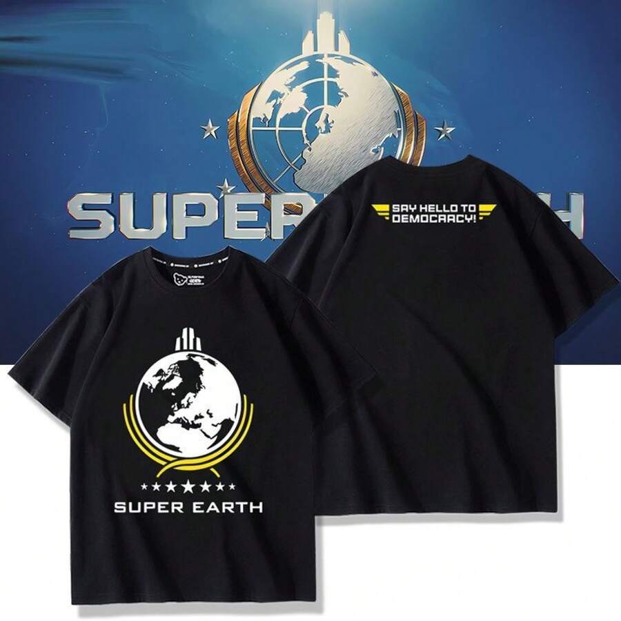 Camiseta de manga corta ERTCOIN de la edición de verano del juego Uncharted 2 Super Earth para hombres y mujeres, Defiende Shanghái. - Blanco - Ver 1