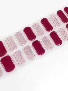 Miếng dán móng tay gel bán khô, 20 miếng, chất lượng salon, bền lâu, dễ dán và gỡ bỏ, có đèn UV. - Gỗ đỏ - Xem 6