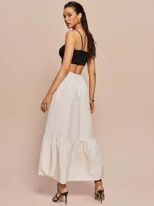 Vestido largo elegante de mujer con estampado y cintura ceñida - Multicolor 7 - Ver 4