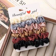 6 buah ikat rambut kasual warna polos, ikat rambut elastis untuk semua musim. - MultiWarna - View 9