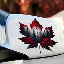 1pc Canadian Red Maple Leaf Forest Landscape Sticker, Waterproof For Car Rear, Motorcycle, Laptop, Window, Cup, Wall, Glass, Metal, Ceramic Surface, Single-Use - Decorative Stickers - View 6