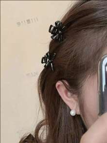 1/2 chiếc kẹp tóc hình bướm màu đen dành cho nữ, thích hợp sử dụng hàng ngày. - màu đen - Xem 2