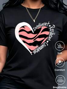 180 g Hecho en México, Moda Primavera/Verano 2026 Camiseta de manga corta, Estampado de dibujos animados, Estilo para parejas, Ropa interior/exterior, Cuello redondo informal para la oficina, Top unisex de una pieza - Negro - Ver 2