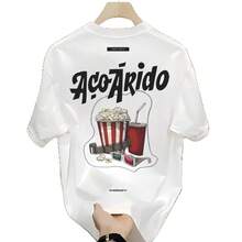 Camiseta de manga corta de algodón pesado para hombre, novedad de verano 2026, corte holgado, moderna, elegante, ropa masculina de alta gama. IO4X - 250 g de algodón puro - palomitas de maíz negras cola - Ver 5