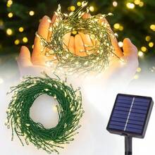 Đèn dây trang trí hình pháo hoa năng lượng mặt trời, 100/200/300 đèn LED lấp lánh, tạo không gian lãng mạn cho hàng rào sân vườn dịp Giáng sinh và Lễ tình nhân. - Đường màu xanh đậm chạy bằng năng lượng mặt trời - Xem 1