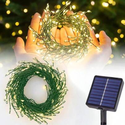 1 Set Solar Powered String Lights With Firework Decoration, Suitable For Outdoor, Valentine's Day & Christmas Decor, 100/200/300 LED Lights For Lawn, Garden, Window, Fence, Christmas Tree