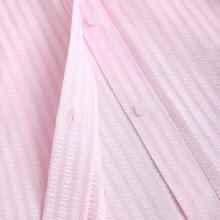 Sweetro Sweet & Fresh Pink Short Sleeve Shirt Dress, Waist Cinched Slimming Stylish Blouse Dress For Summer - Azul Marino - Ver 5