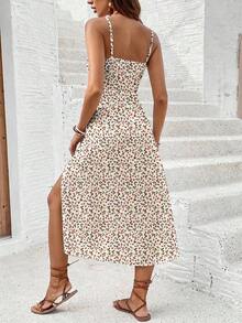 Vestido de tirantes con abertura y nudo de mujer, versátil y con textura de moda - Multicolor 5 - Ver 3