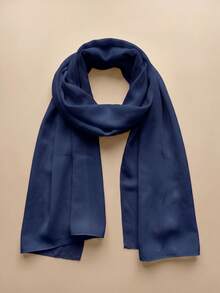 1 chiếc khăn choàng đi biển bằng vải chiffon màu trơn dành cho nữ, khăn trùm đầu Hồi giáo, khăn dài kiểu Ả Rập, khăn choàng chống nắng phù hợp sử dụng hàng ngày. - Màu xanh hải quân - Xem 2