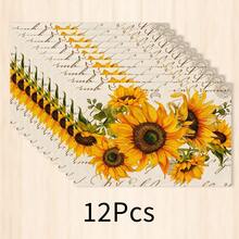 1pc Sunflower Pattern Linen Placemat, Breakfast Mat, Coffee Mat, Coaster, Bowl Pad, Kitchen Accessory, Easy To Clean Dining Mat, Suitable For Home, Restaurant, Restaurant Decor, Holiday Gift, Gift For Friends, Multi-Piece Set - Multicolor - View 22