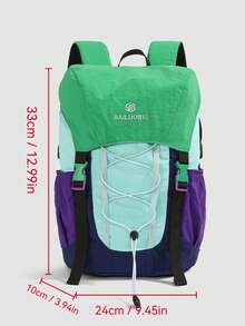 1pc Multicolor Contrast Functional Drawstring Backpack, Versatile Daypack For Commuting, Hiking, Traveling, Suitable As Holiday/Gift - Multicolor - View 2