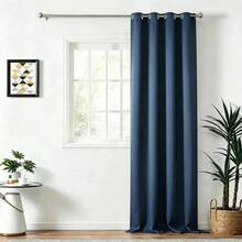 Cortinas de Poliéster 100% Lavables 137x230 cm, Disponibles en 1 o 2 Paneles, Tela Suave con Protección Solar, Versátiles para Sala Dormitorio Oficina Hogar, Varios Colores Disponibles, Ideal para Uso Personal y Regalo - azul - Ver 3
