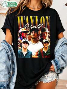 Retro Waylon Wyatt Vintage T-shirt - Unisex Limited Edition - Svart - Visa 6