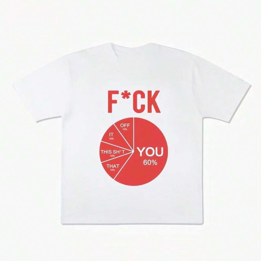 [F*CK YOU]Nueva camiseta divertida de estilo americano, de manga corta, holgada, transpirable para el verano, no se forman bolitas ni se decolora. - Blanco - Ver 1